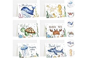 Baby Shark Thank You Cards: 48-Sets of Ocean Creatures Note Cards
