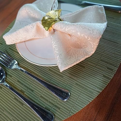 Miniatura 8 de Juego de 6 manteles individuales de vinilo tejido ovalado de bambú de imitación rojo A, resistentes al calor, lavables para mesa de cocina, color