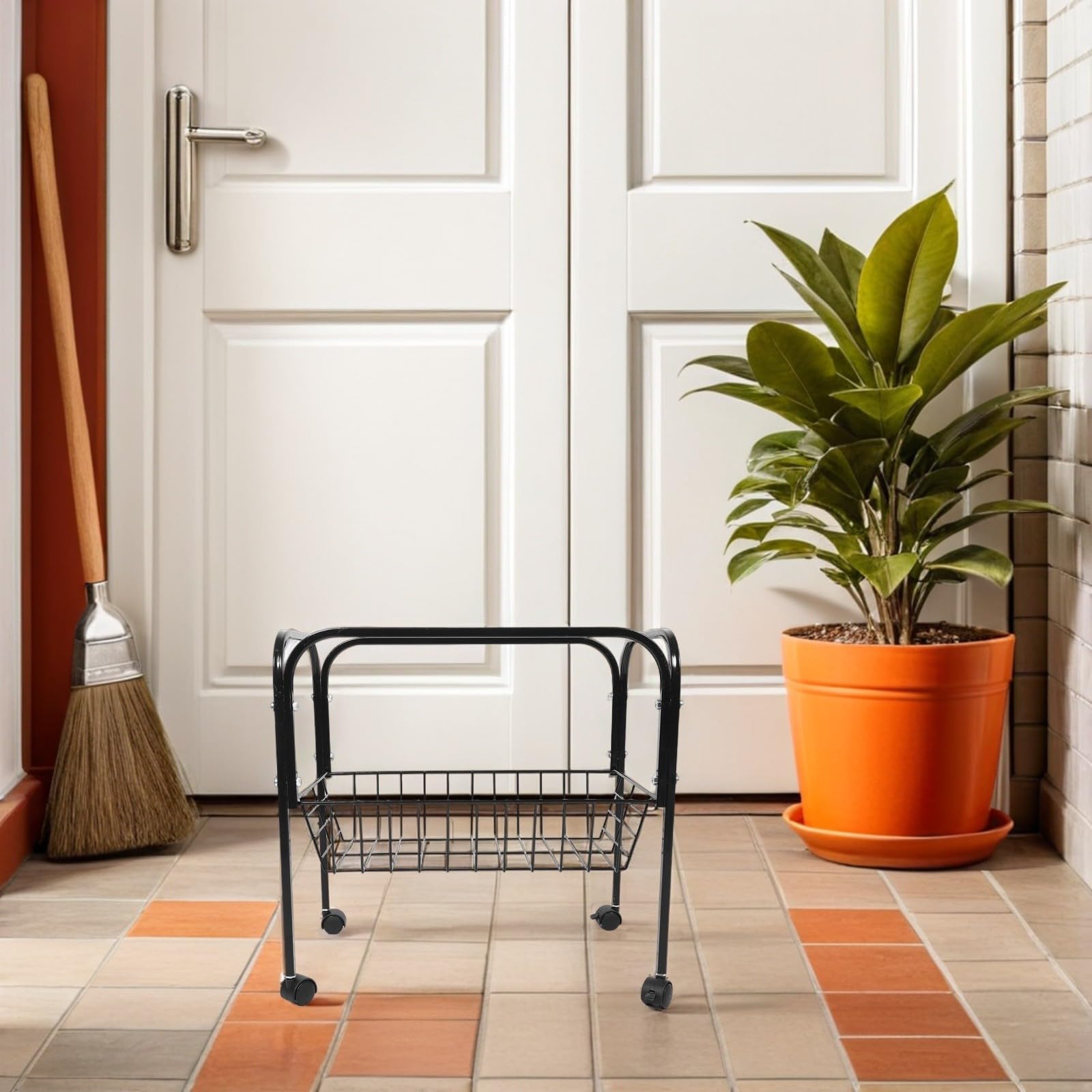 TOYANDONA Soporte para Jaula de Pájaros con Ruedas y Estante de Hierro Negro, Compatible con Jaulas Cuadradas y Conure, Construcción Estable para Interior y Balcón