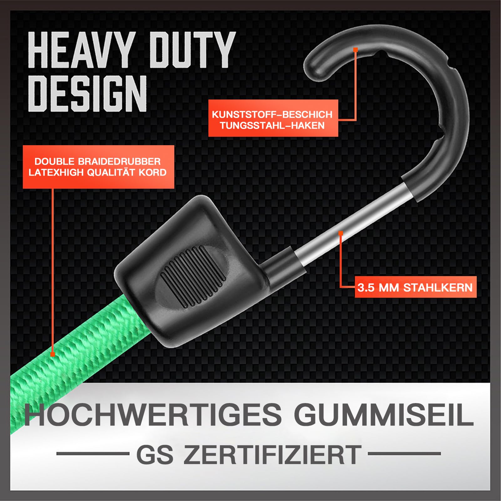 30 sztuk gumek napinających z haczykami, ekspandery z haczykami, guma napinająca, dostępne w czterech długościach, w wielu kolorach, wyjątkowo wytrzymałe i wytrzymałe, do namiotu, bagażu lub ogrodu (4