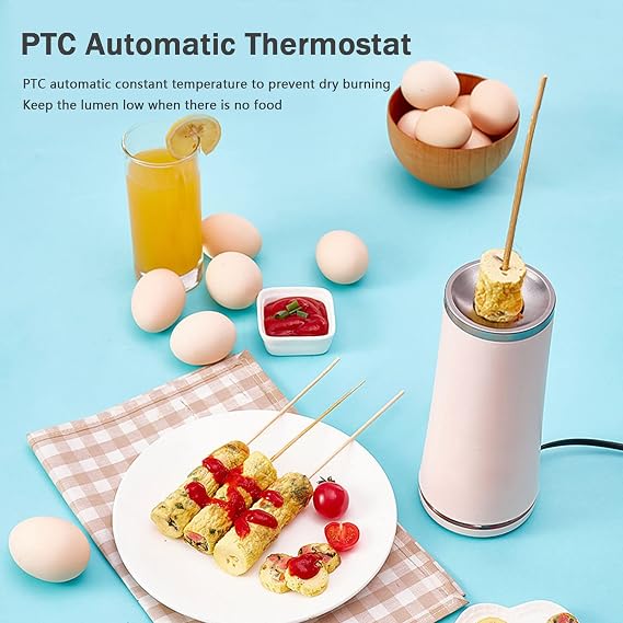 Egg Cooking, Electric Egg Roll Maker, Vertical Non-Stick Simple Quick Egg Cooker, Automatic Egg Roll Machine, Breakfast Sandwich Maker, Hot Dog Master Rapid Sausage Boiler Cooker, Pink