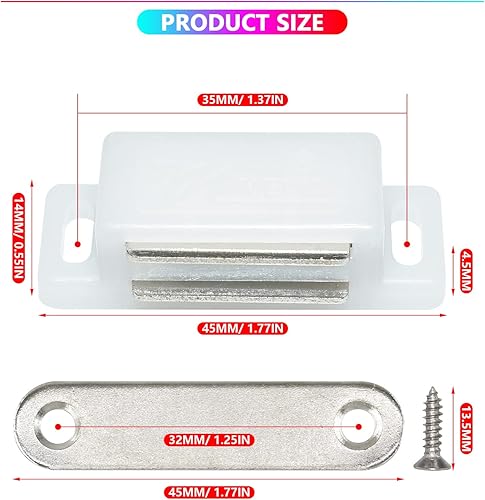 Miniatura 2 de Paquete de 12 imanes magnéticos de 15 libras para puerta de armario de cocina, armario, baño, armario, cierre de cajón y persianas con tornillos de