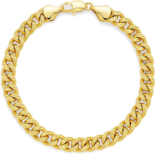 14K Gold Bracelets for Women & Men 6.5mm Cuban Chain Bracelet for Men Trendy Dainty Link Bracelets for Women Jewelry Gifts