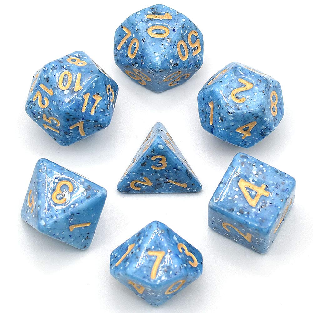 cusdie Blue Spotted Dice Sets Polyhedral DND Arcylic Dice for Dungeons and Dragons Tabletop MTG RGP Role-Playing Game