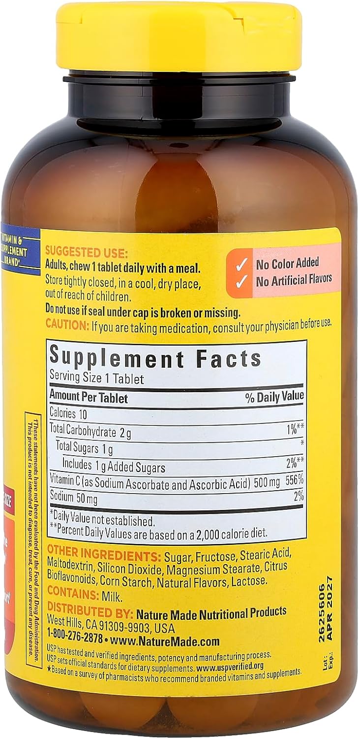 Nature Made Chewable Vitamin C 500 mg Tablets, 150 Count Value Size to Help Support the Immune System (Pack of 3)