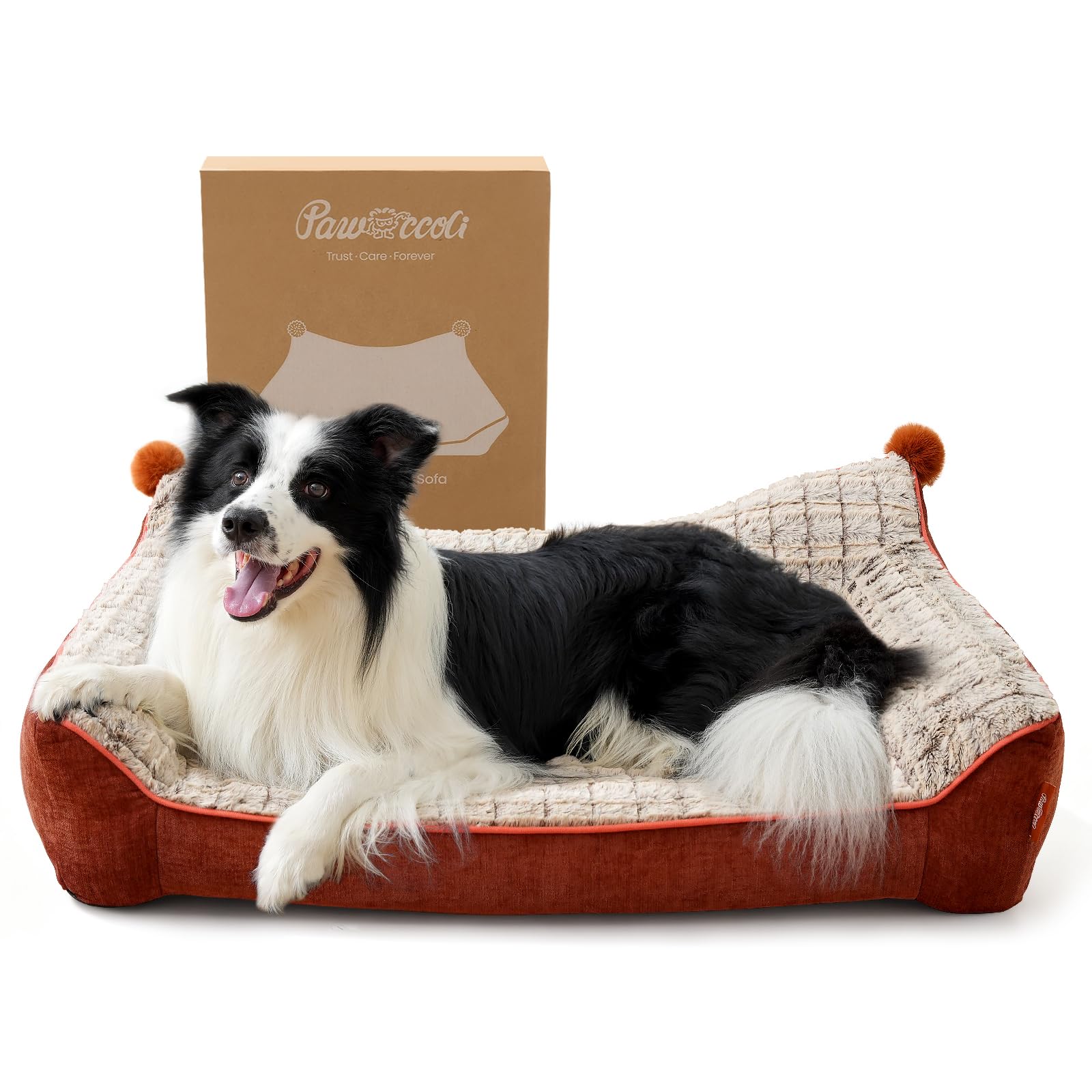 Orthopedic Dog Bed for Large Sized Dogs, Waterproof Supportive Egg Crate Foam Medium Dog Couch, Pet Bed with with Removable Bolsters, Washable Cover Non-Slip Bottom, (36''×26''×7.5'')