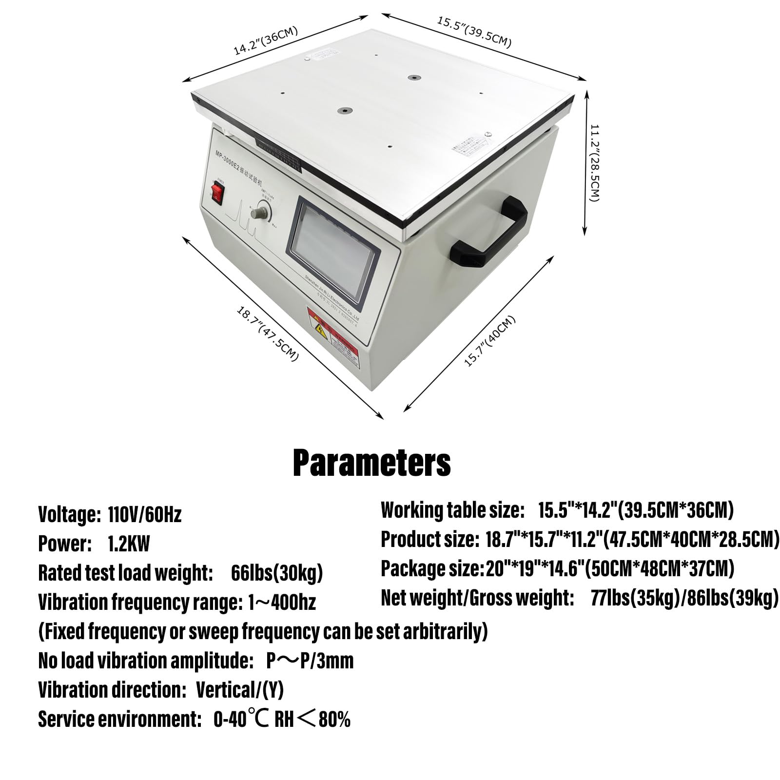 WYDDDARY Professional Vertical Vibration Test Bench 0-400Hz Adjustable Frequency Vertical Horizontal Vibration Tester 1200W 110V