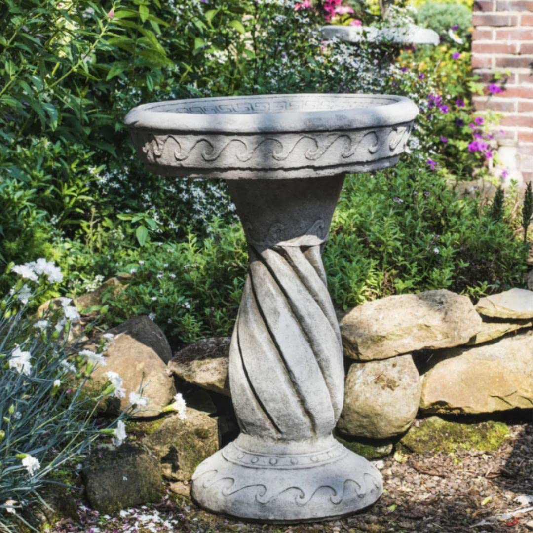 Discount Garden Statues Stone Dgs Statues – Cast, Birdbath/Feeder, Swirled Waves And Windsor Design, Hand Finished, Statue, Sculpture