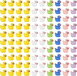 Movstriker 100PCS Mini Resin Ducks Realistic Tiny Cute Duck Ornaments Deracoration Set 6 Colors Mini Rubber Ducks Miniature Toys for Handwork DIY Crafts Dollhouse Aquarium Fairy Garden Decorations