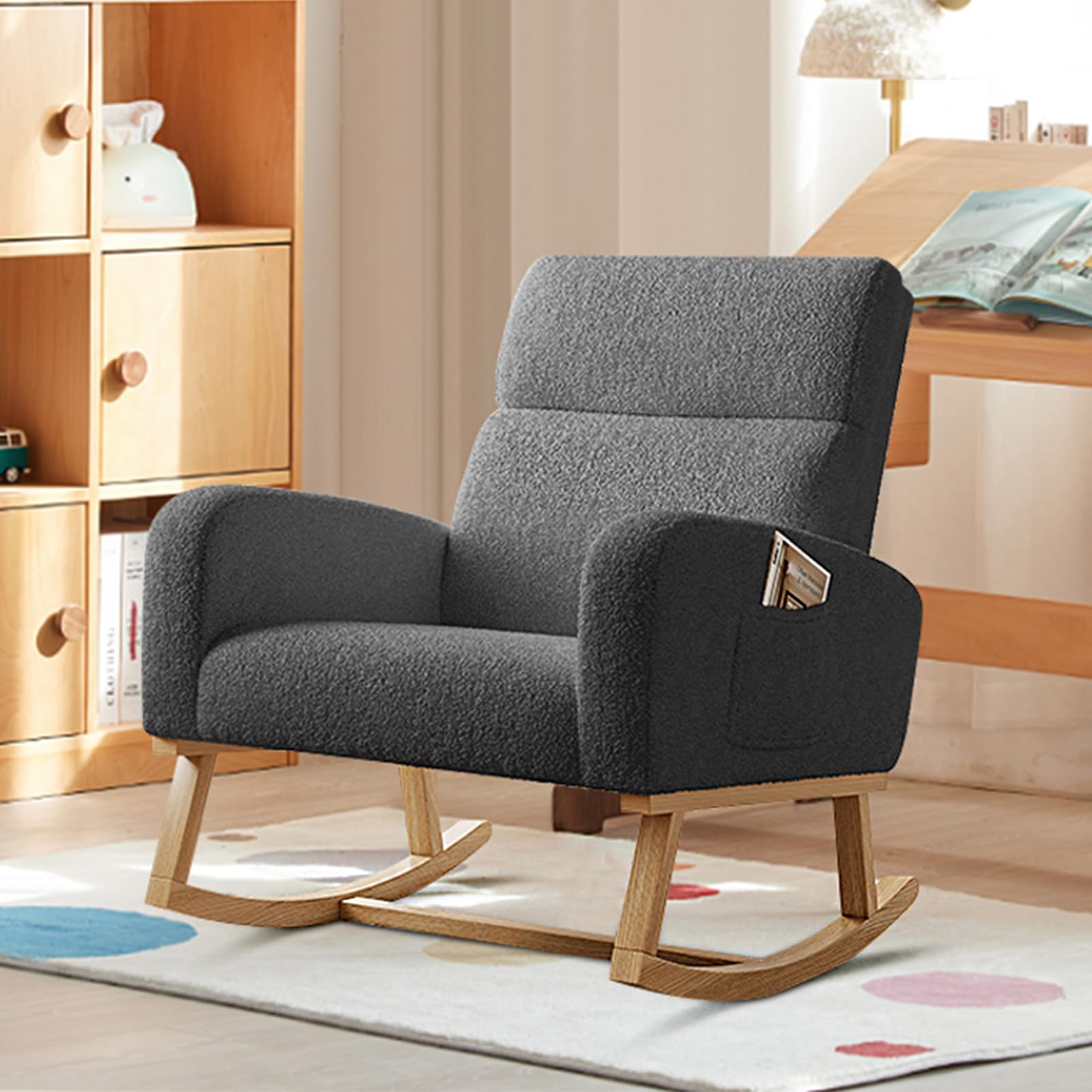 TWSOUL Schaukelstuhl Mit Fußstütze - 3-fach Verstellbarer Relaxsessel Aus Kordsamt | Schaukelsessel Für Wohnzimmer & Schlafzimmer