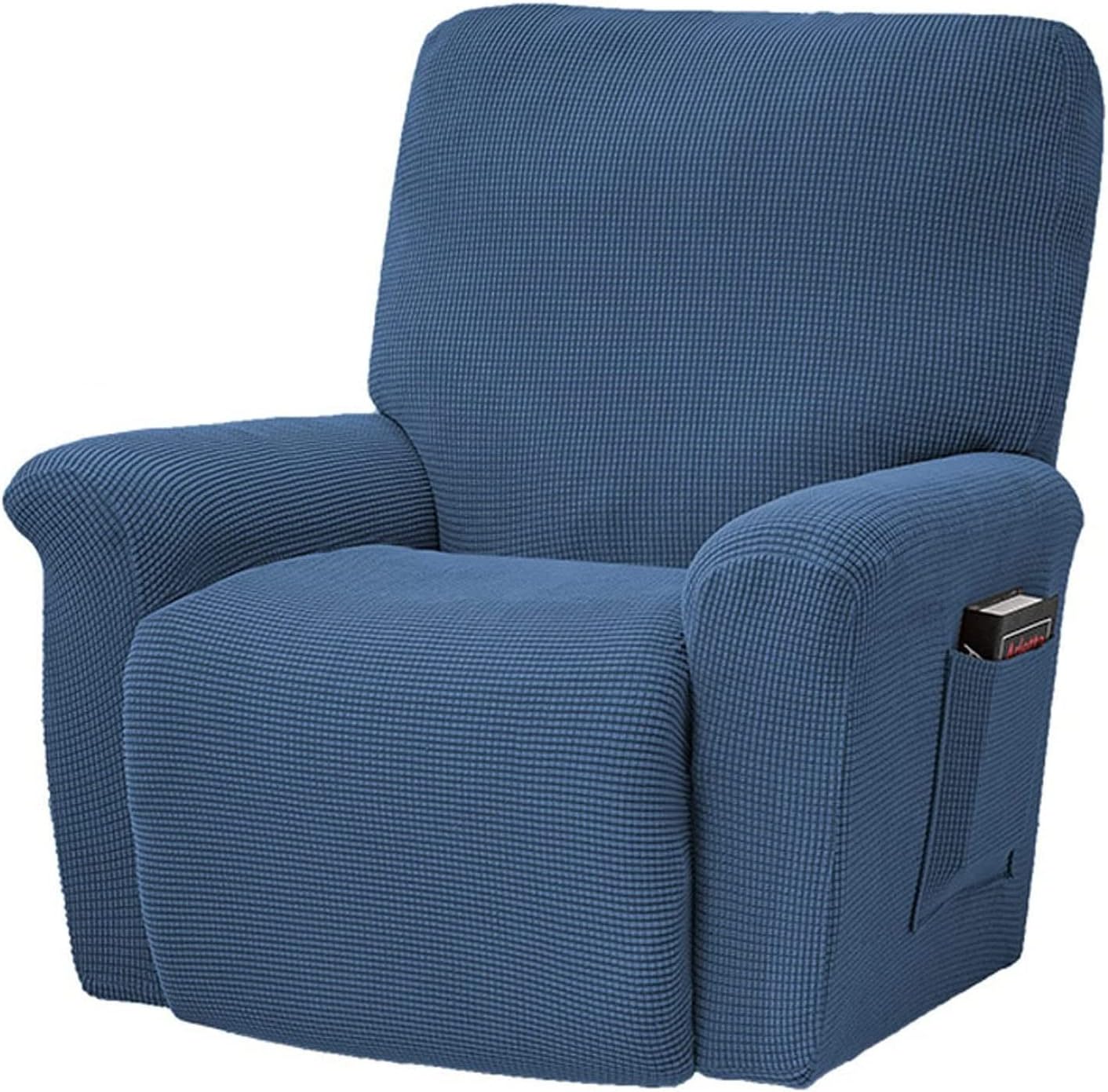 Stretch Recliner Chair Covers, 1 seat Four-Piece Recliner slipcover Recliner Chair Cover Non-Slip with Side Pockets Sofa Covers for Cushion Couch Recliner (Color : Pink)