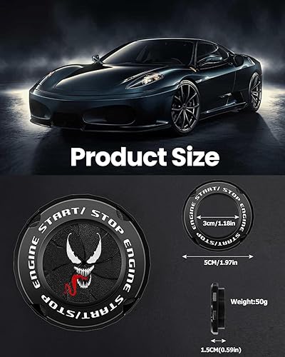 Miniatura 2 de Accesorios de automóvil EPOCHHIKE Cubierta para botón de arranque del motor, calcomanías geniales para decoración interior de automóvil, cubierta de