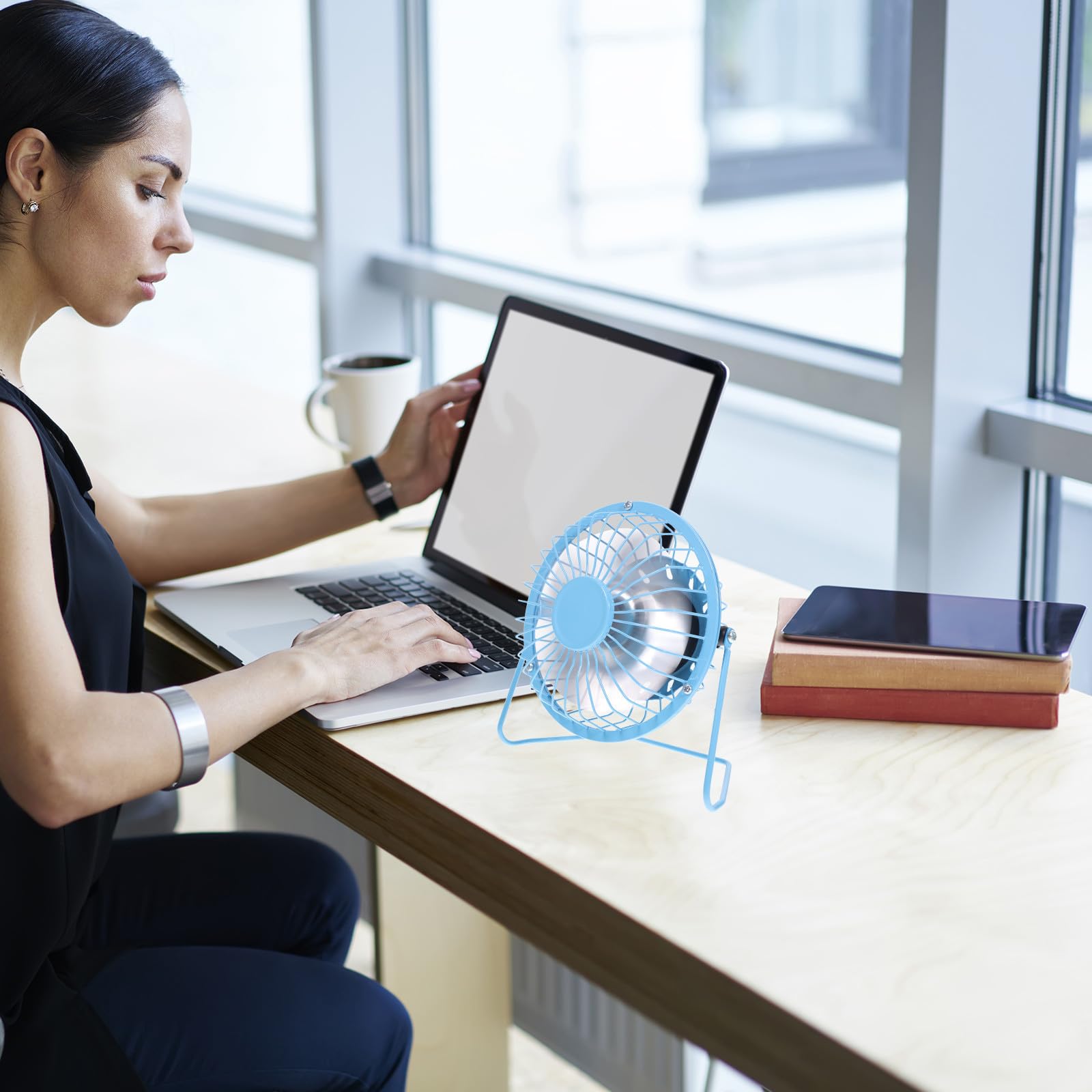Ventilatore Solare Portatile da Scrivania, Ricarica Usb, Silenzioso