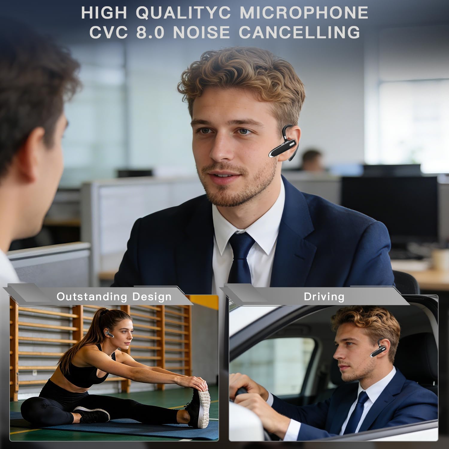 2026 Single Ear Headset Bluetooth 6.1 - Wireless Earpiece with 90Hrs Talk Time & 500mAh Charging Case, Hands-Free Headphones with CVC 8.0 ENC Noise Cancelling Mic for Office Trucker Driving - Black 3 71m78aAlHGL. AC SL1500
