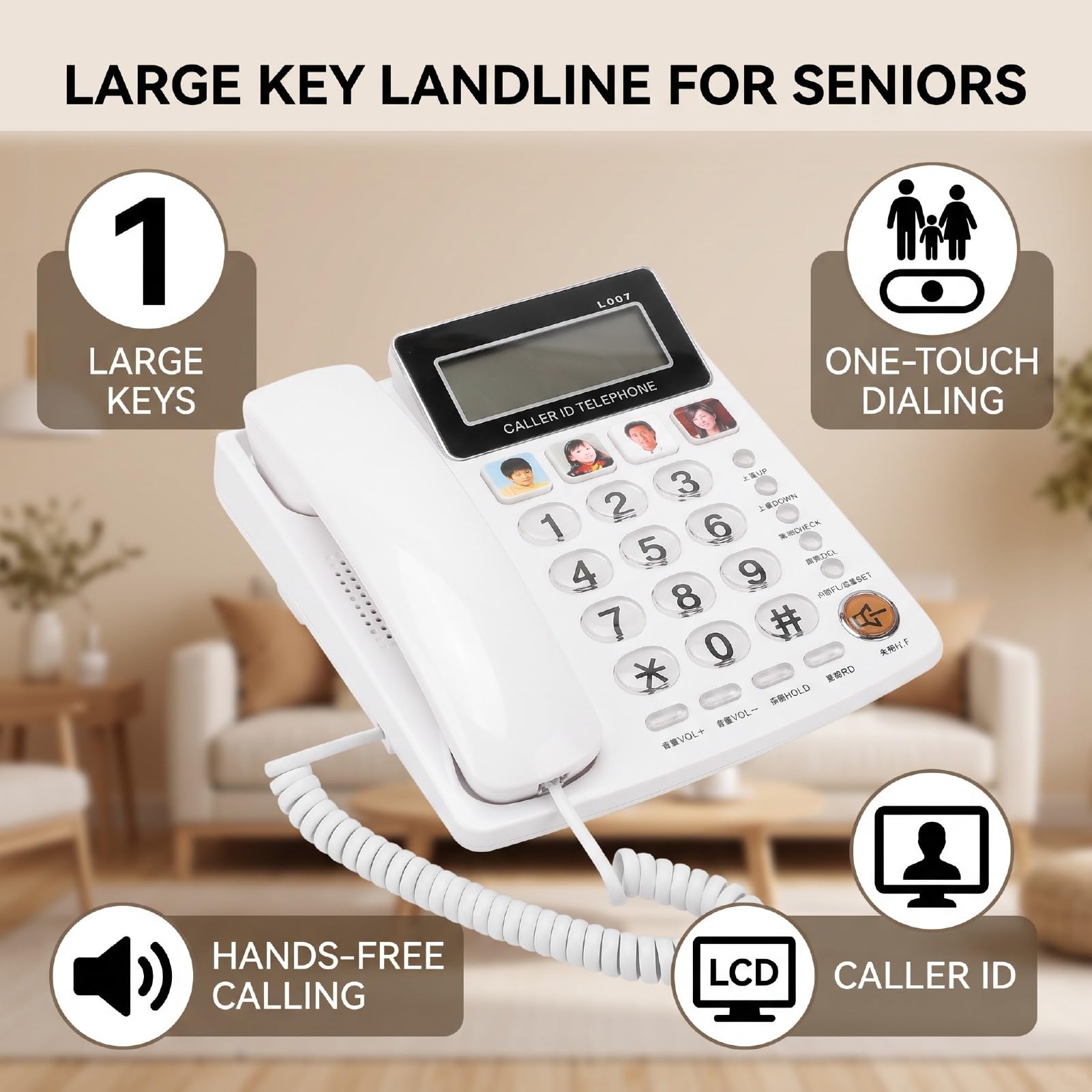 Sorandy Telefono a Filo per Anziani, Volume Alto, Composizione Facile