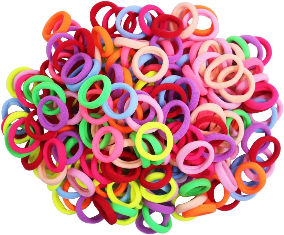 200 Pcs 10 Colors Hair Ties for Kids Toddlers,DanziX Colorful Small Seamless Hair Bands Ponytail Holder No-Damage Elastic Ropes Headband Accessories