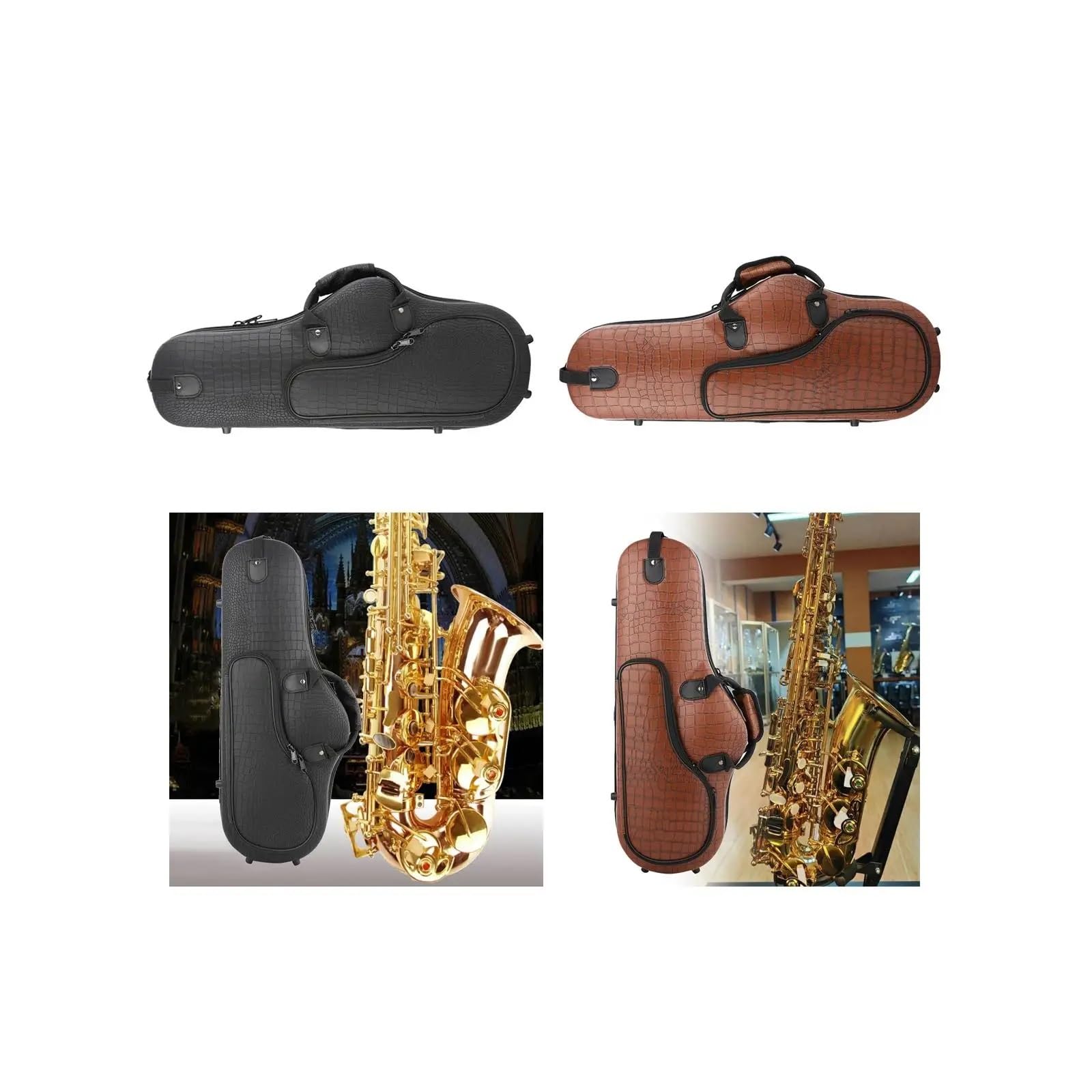 Estuche para Saxofón Estuche for saxofón alto, mochila de tela Oxford con bolsillo externo, estuche for principiantes(Black)