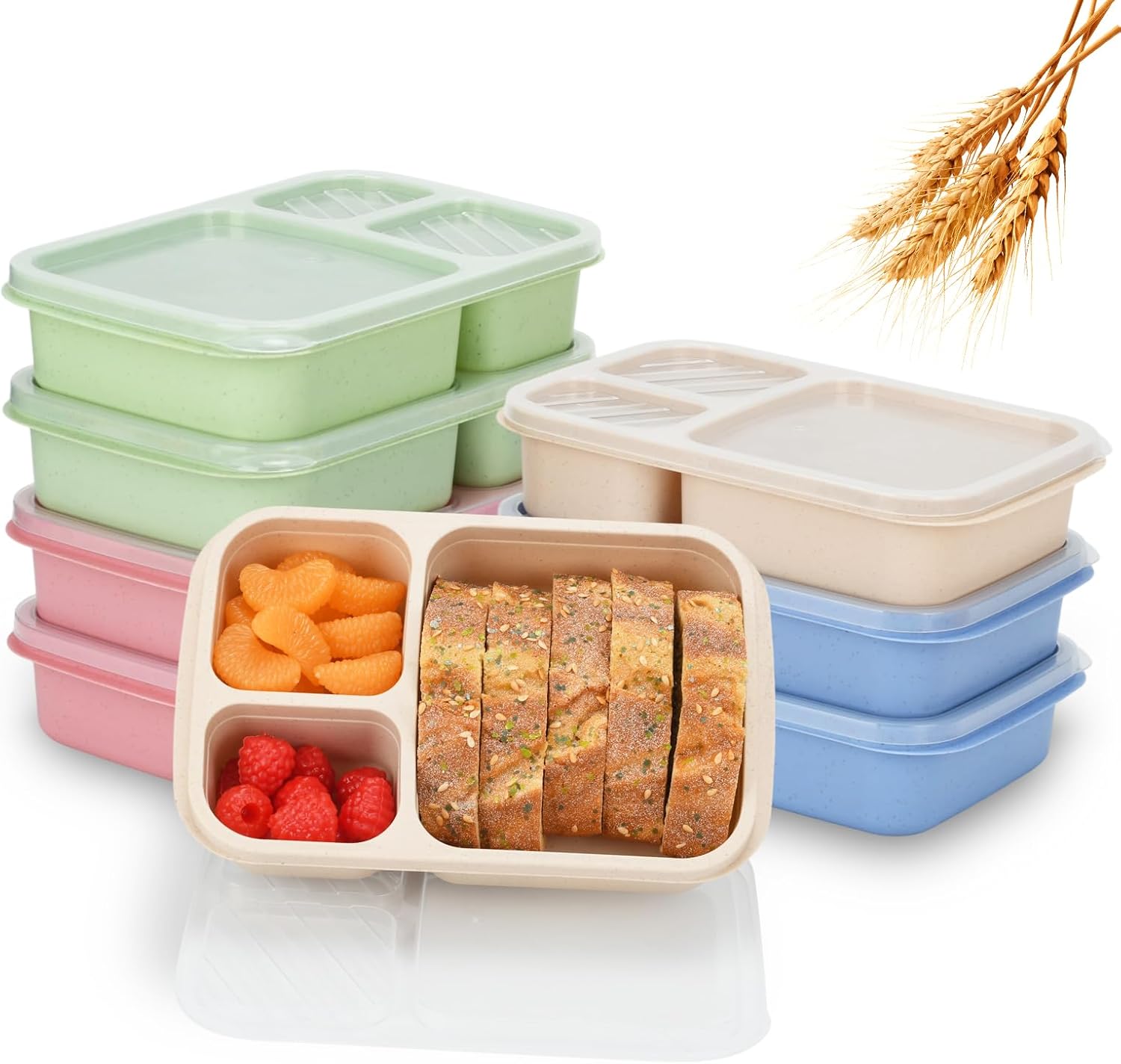 Amazon.com: LYHLYA 8-Pack 3 Compartment Meal Prep Containers with Lids ...