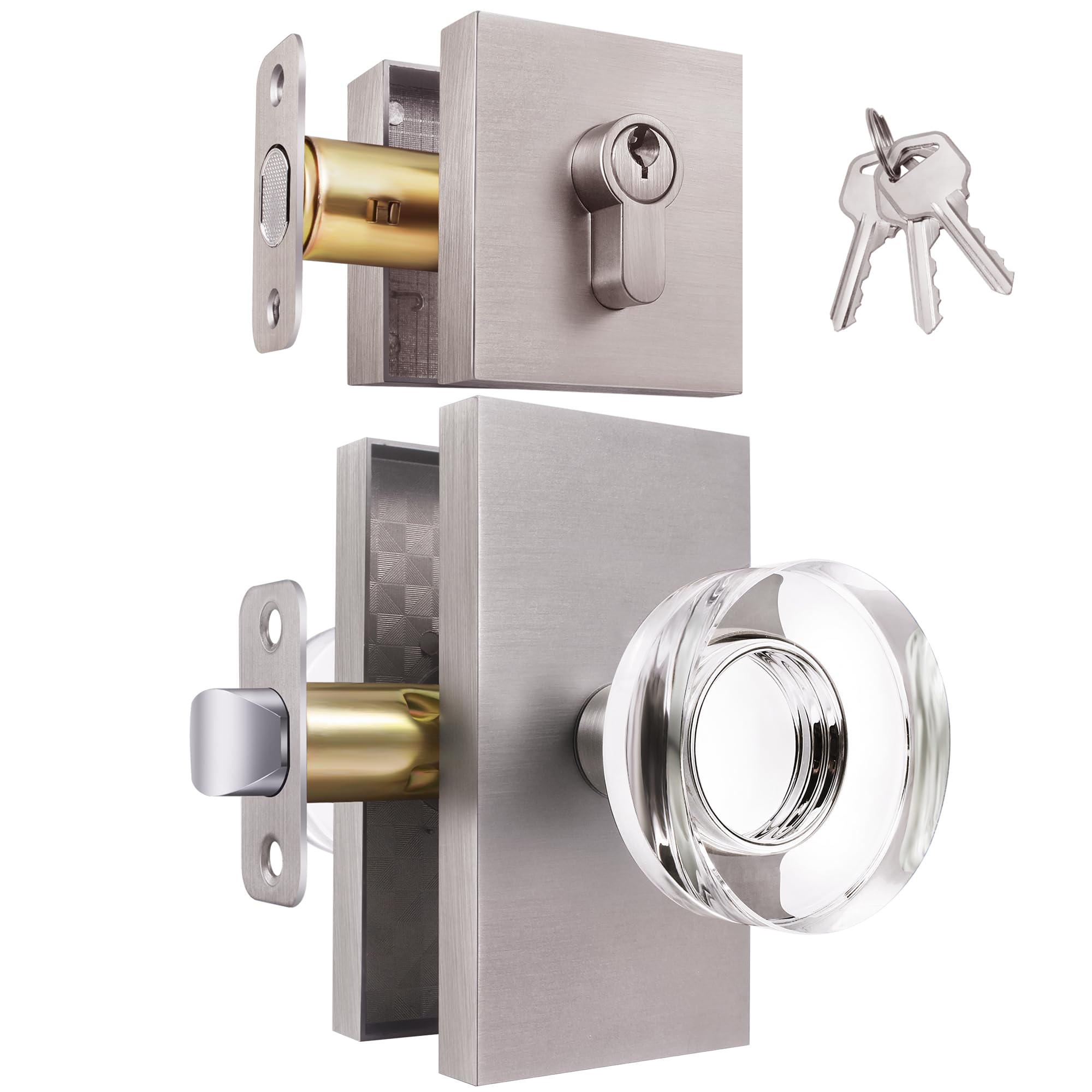 Black Glass Door Knobs with Lock - Privacy & Style -25
