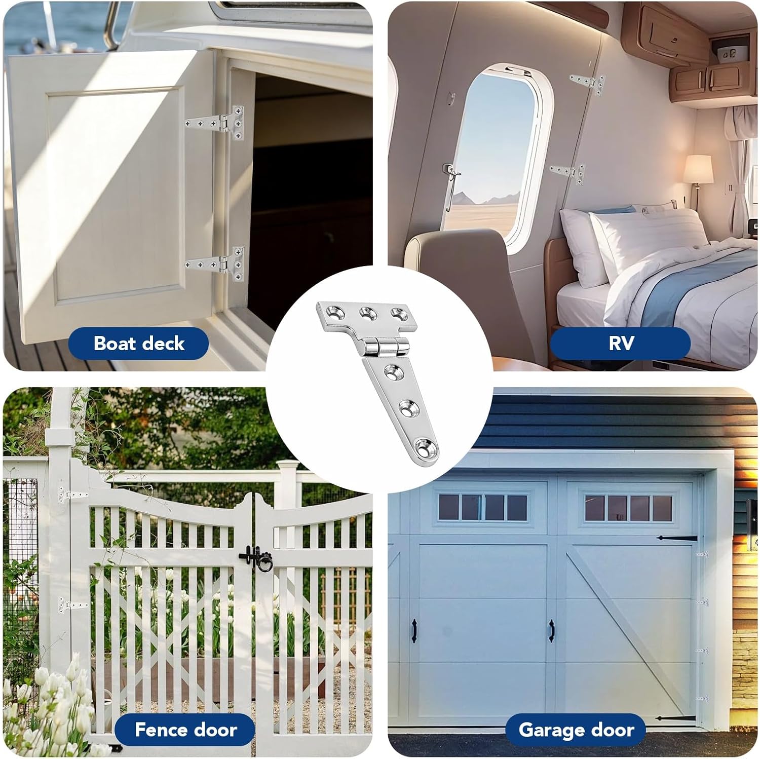 Heavy Duty Stainless Steel T Hinge - Marine Grade 316 Hinges for Boat Hatches, Toolbox, Doors & Gates (6x3 Inch-4 Pack)