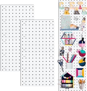 LANSI 4-Pack White Pegboard Panels 10x10" - Wall Organizer for Garage, Kitchen, Craft Room, Easy Drill Install, Heavy Duty ABS