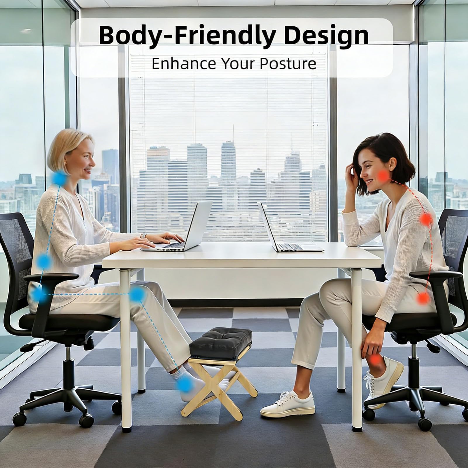 Ergonomic Wooden Footrest - 12,99 Zoll Double-Layer Support | Non-Slip Office Fußstool, Adjustable Under Desk Rest for Home, Schlafsaal, Study, and Comfort