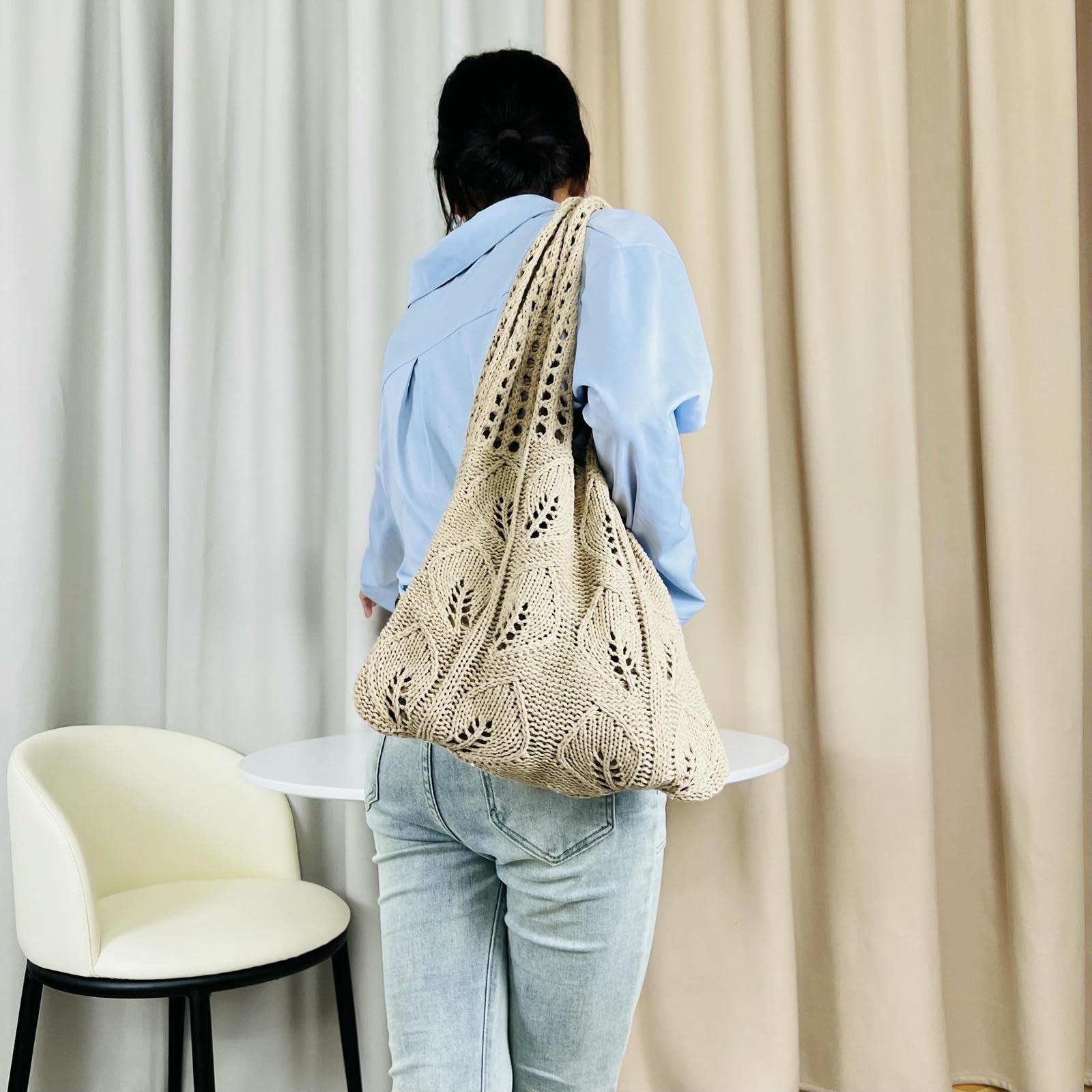 Borsa Mare da Spiaggia Crochet Poliestere Knit Mesh Beach Bag Totes Borse di Grande capacità Pool Shoulder per Le Donne Ragazze Estate-Verde