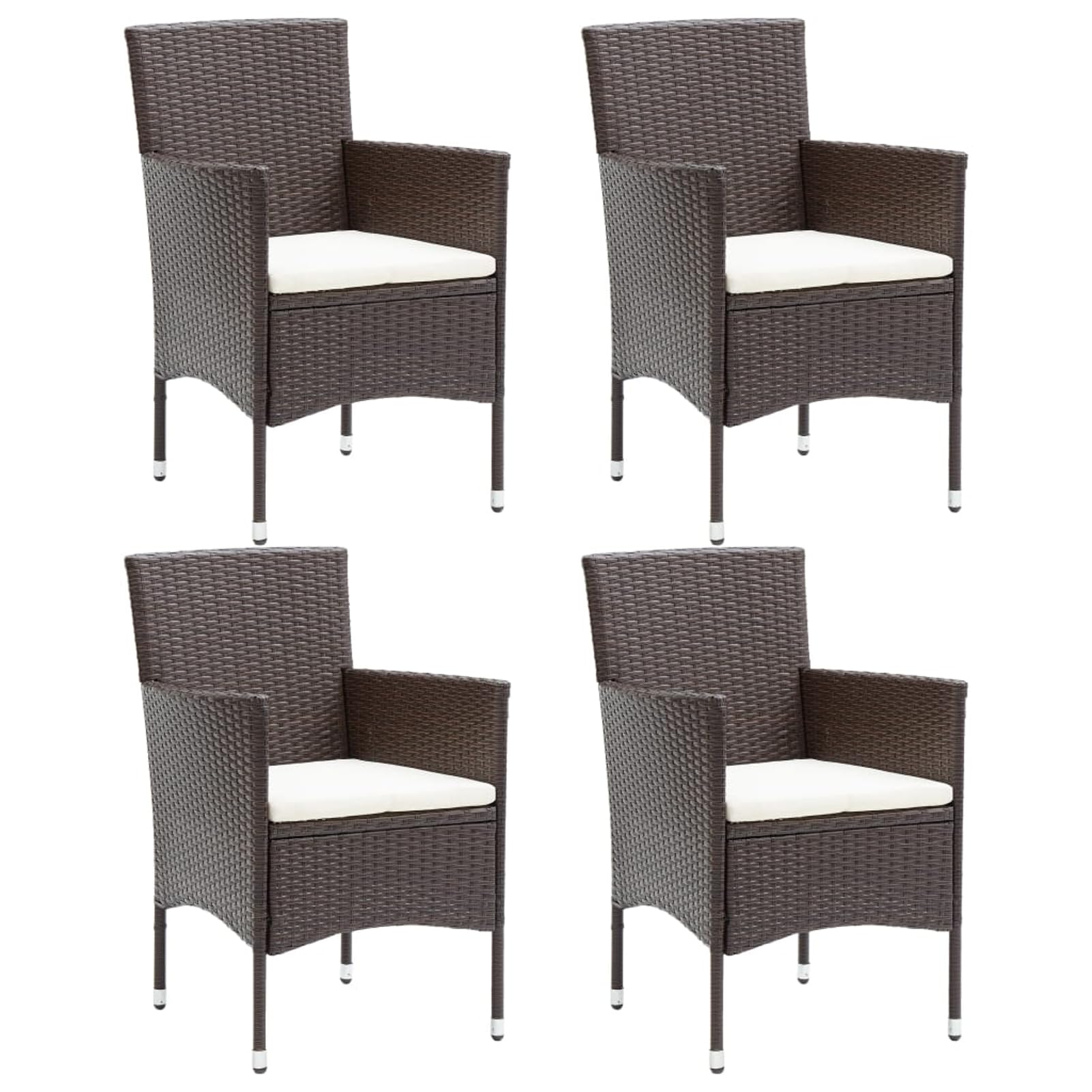 Chaises à manger de jardin lot de 4 marron faciles à nettoyer