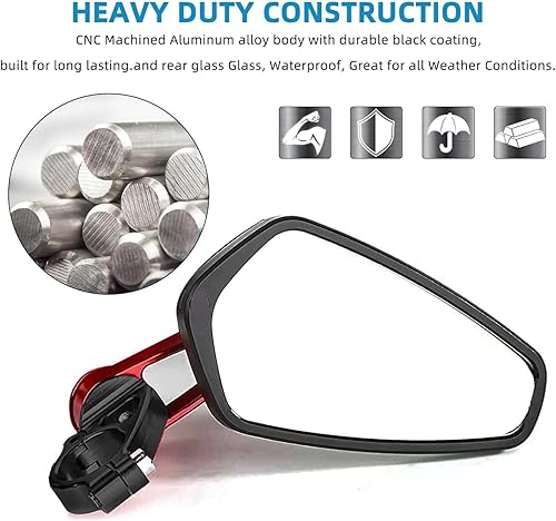 Miniatura 5 de Espejos traseros de extremo de barra de 78 pulgadas 0866in accesorios de motocicleta scooters espejo retrovisor compatible con MT-03 MT-07 FZ-07