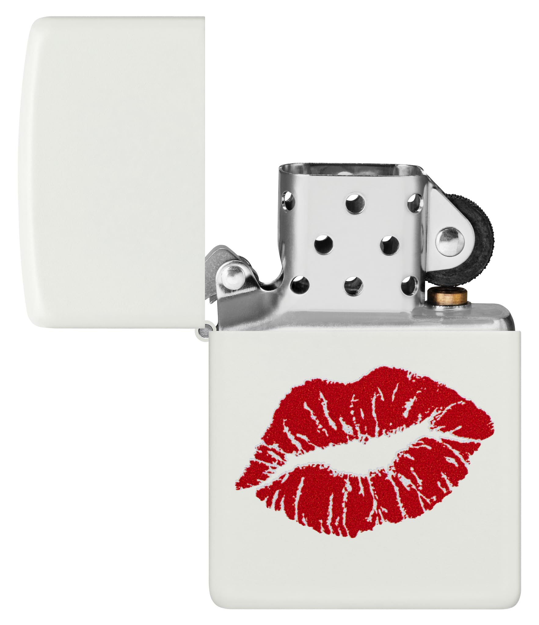 Zippo Accendino da tempesta – Kiss, bianco opaco, colore immagine – Ricaricabile – Riutilizzabile – Design antivento – Confezione regalo – Made in USA