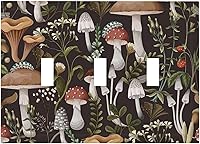 Vista 35 de Funky Retro Vintage 70s 60s Boho Hippie Hongo Botánico Floral 2 Gang Interruptor de luz de palanca doble Placa de pared Cubierta de toma