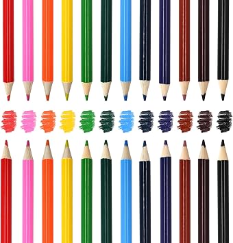 Mini Colored Pencils, 12 Colors, Wooden Coloring Pre-Sharpened, 24PCS | Short wooden drawing pencils for beginners. Ideal for school art supplies, doodling, and coloring projects. Multi-color set