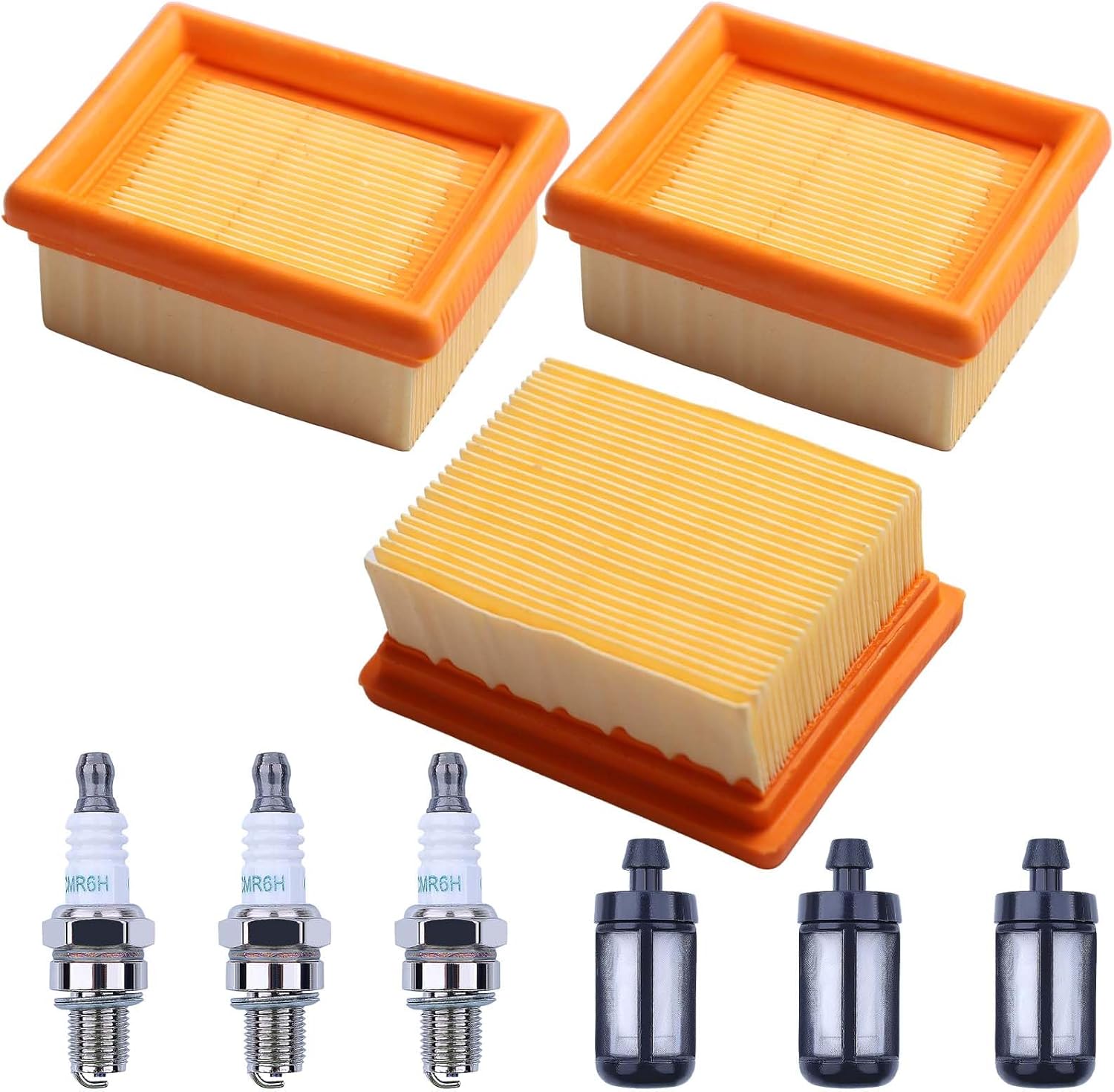 Stihl BR800 Tune-Up Kit: 3-Pack Air Fuel Filters & Spark Plugs for Backpack Leaf Blower Maintenance