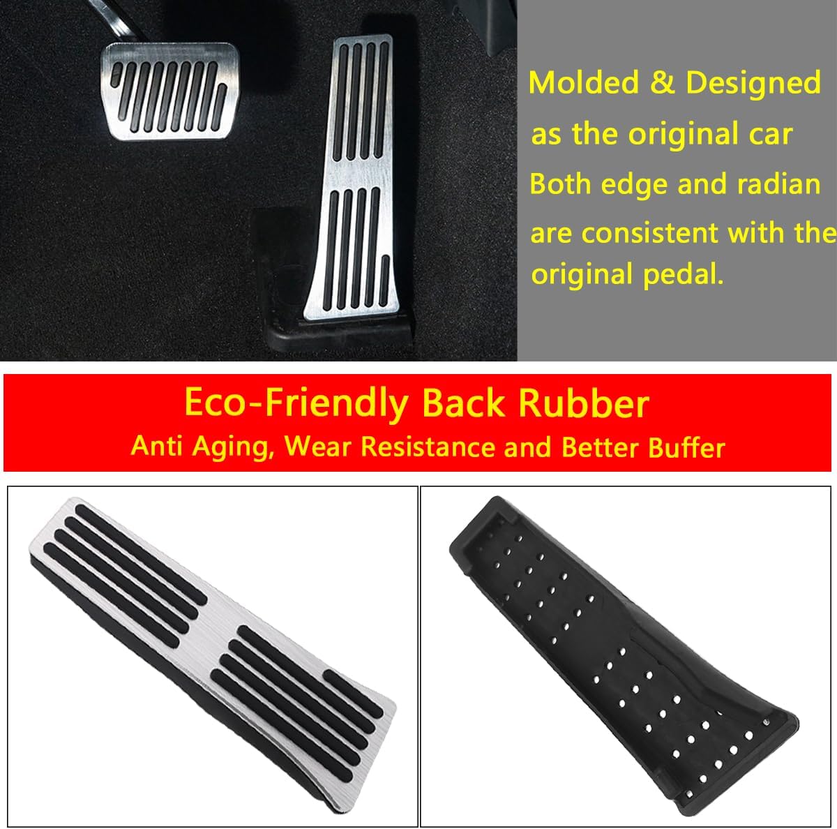 Anti-Slip Gas and Brake Pedal Cover Compatible for Ford Explorer 2020-2024 2025 2026 Accessories Accelerator Foot Pedal Pad Cap No Drill