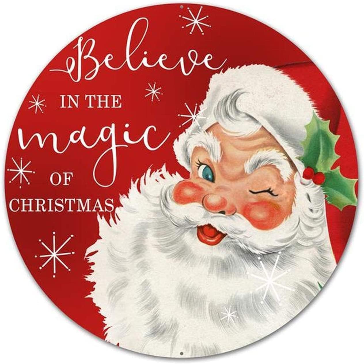 Round Metal Tin Sign Rustic Wall Decor Christmas Gingerbread House Holiday Wreath Sign Suitable for Home Garden Kitchen Bar Cafe Garage Retro Vintage 12x12 Inch image 5