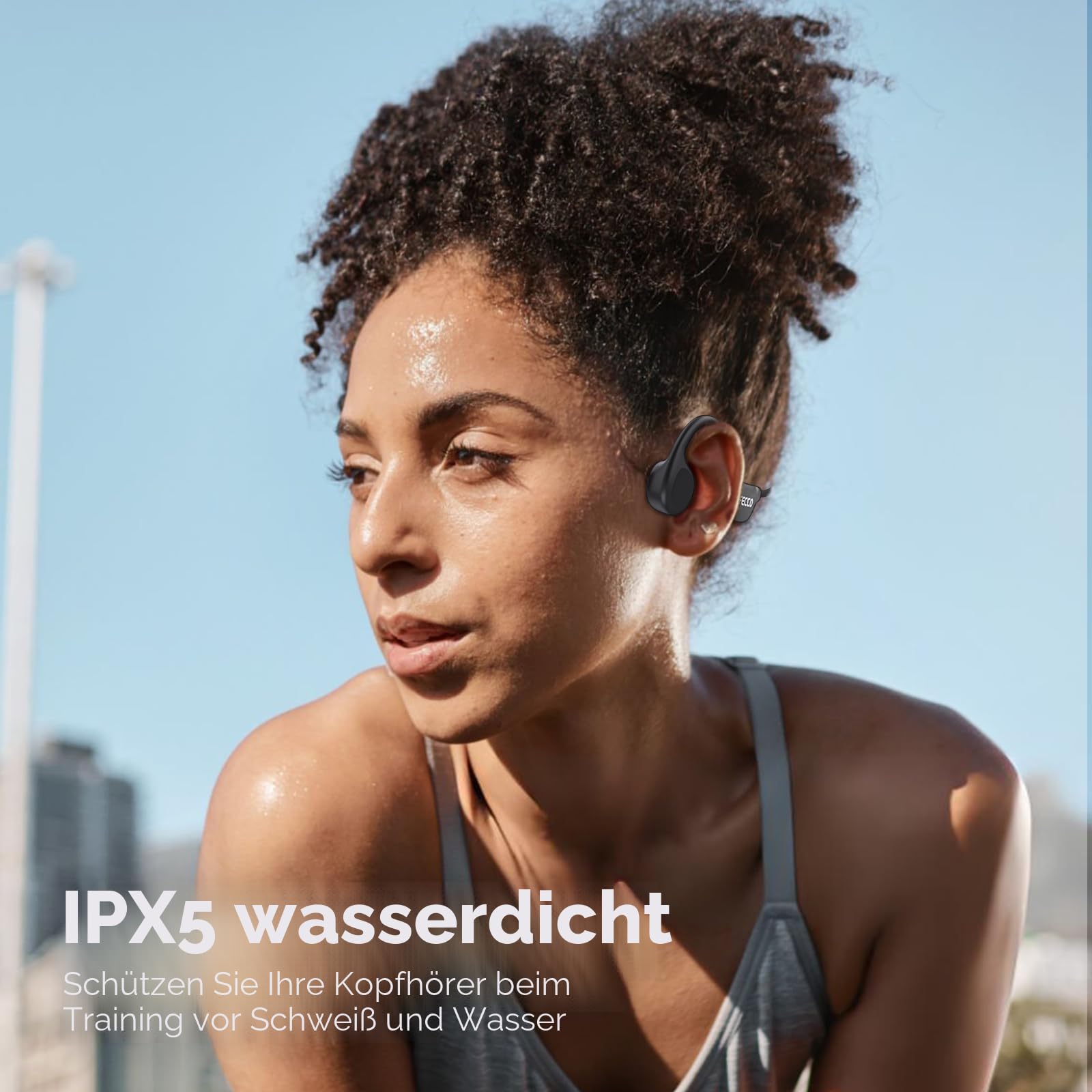 IFECCO Knochenschall Kopfhörer Bluetooth 6.2 - Open Ear Bone Conduction Kopfhörer Kabellos,IPX5 wasserdichte Schweißfeste Knochenschall Headset,Sport Kopfhörer für Läufer Radfahren Fahrrad