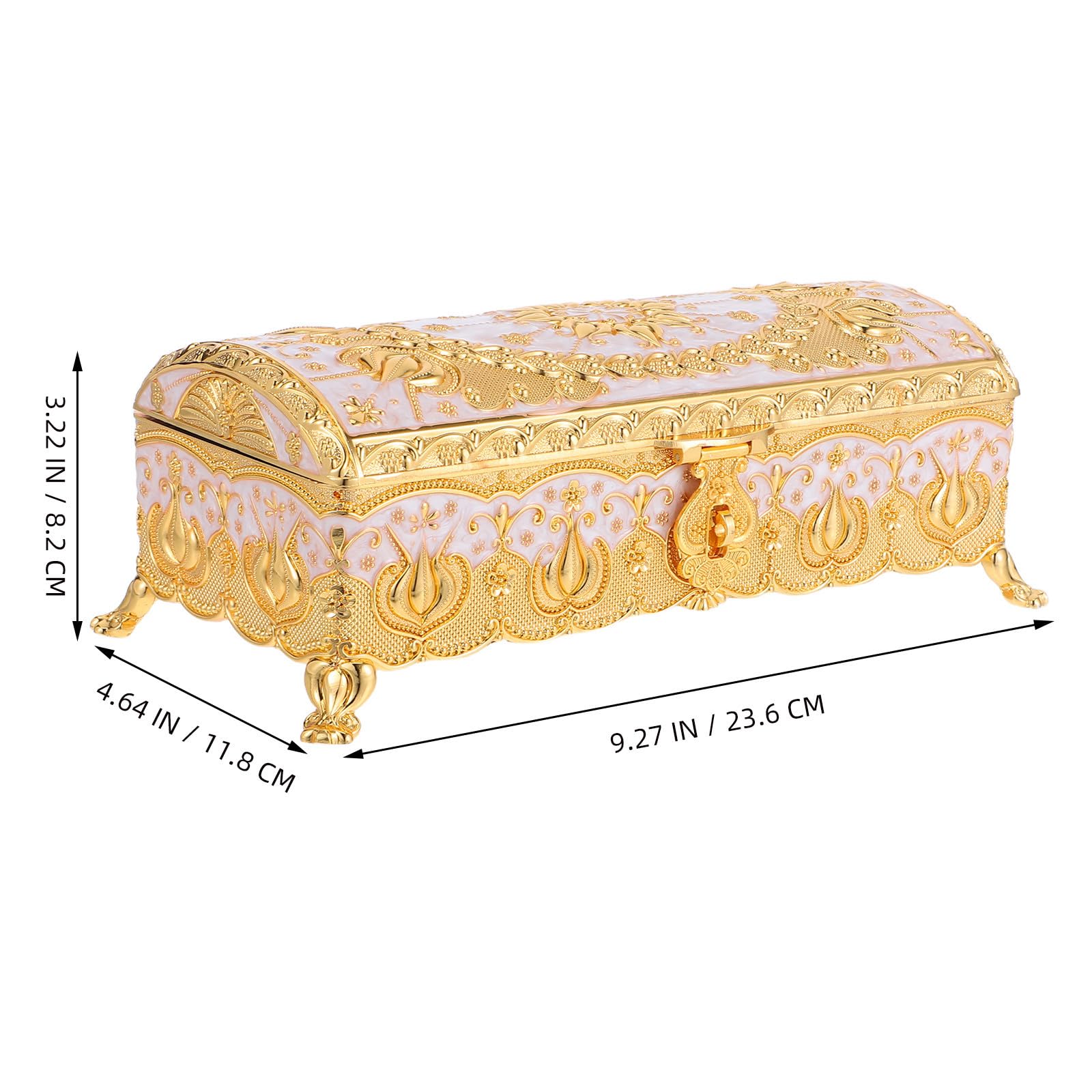 DOITOOL Schmuckkästchen Elegantes Geschenk Vintage aus Zinklegierung Rechteckige mit Flanell Innenfutter Aufbewahrungsbox zur Organisation von Ringen Ohrringen und Halsketten