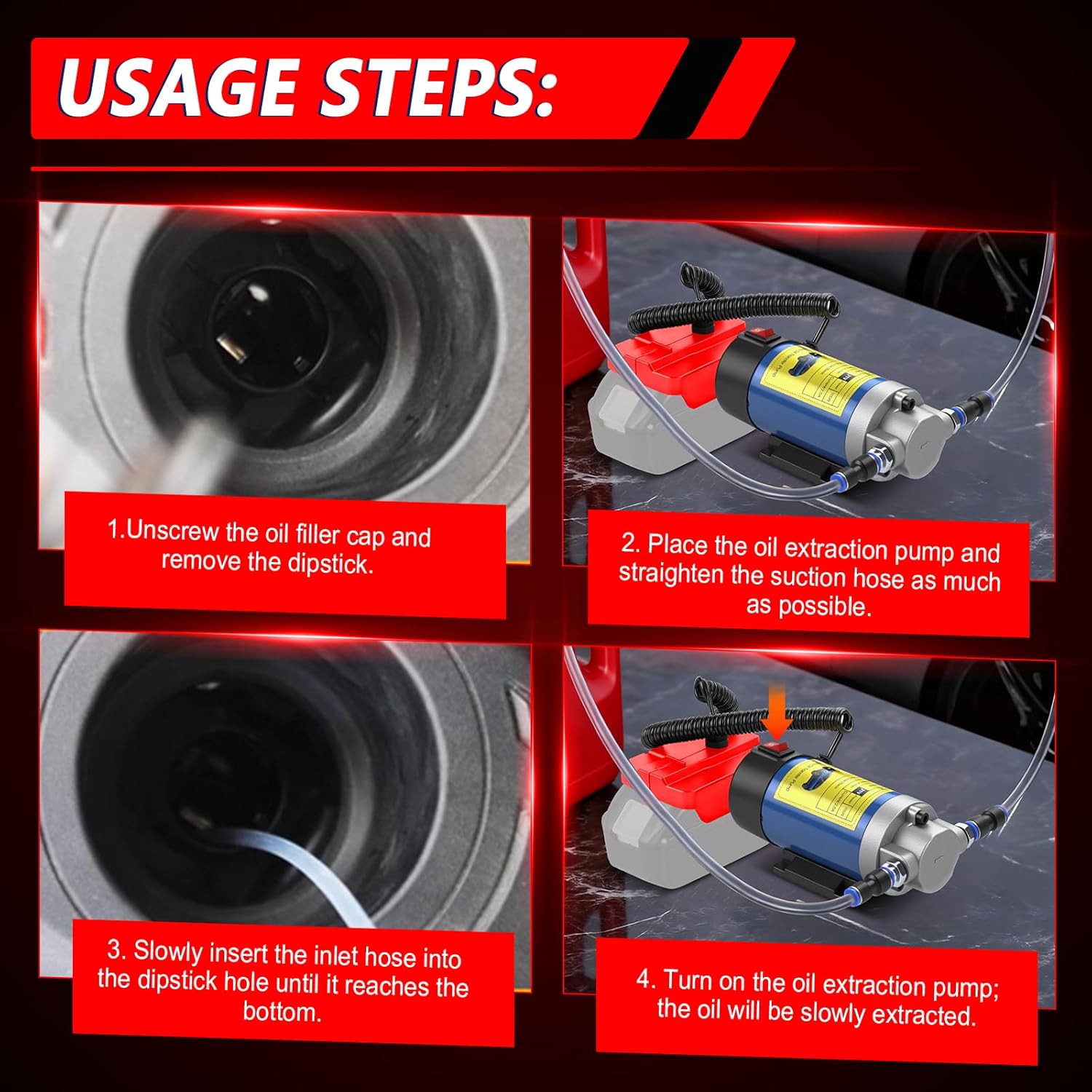 Oil Pump Compatible with Milwaukee 18V Battery(No Battery), 100W Oil Extractor Pump Oil Removal Pump for Oil Change, Electric Transfer Oil Pump with 2 Pipes for Cars Motorcycles RVs Boats
