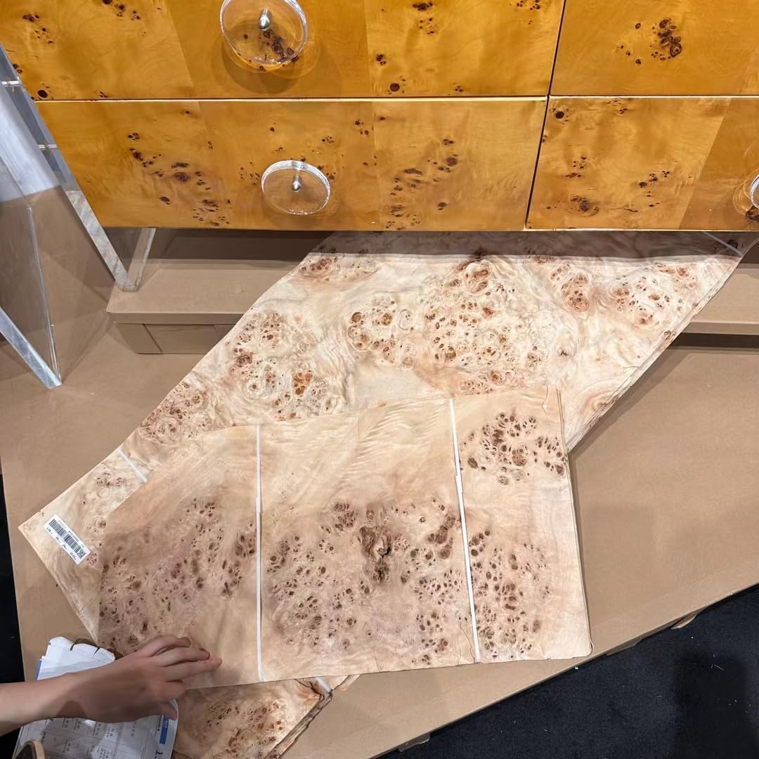 Real Poplar Burl Wood Veneer Sheet,98'' x 21'',0.25 mm, Kraft Paper Backing–Exotic Joined Veneering for Guitar Tops,Auto interiors,Wall Covering,Tabletops,Furniture, Marquetry DIY Crafts
