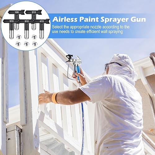 Miniatura 6 de Zhengmy 12 pistolas pulverizadoras de pintura sin aire con puntas de pulverización de protector de boquilla y filtro de pistola de pintura sin aire