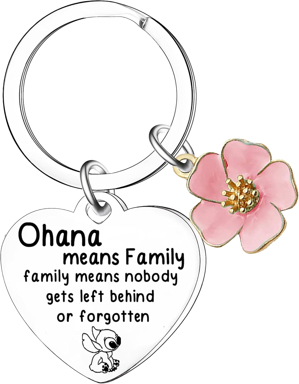 Stitch Ohana Keychain Ohana Means Family Key Ring Cute Stitch Key Chain Family Means Nobody Gets