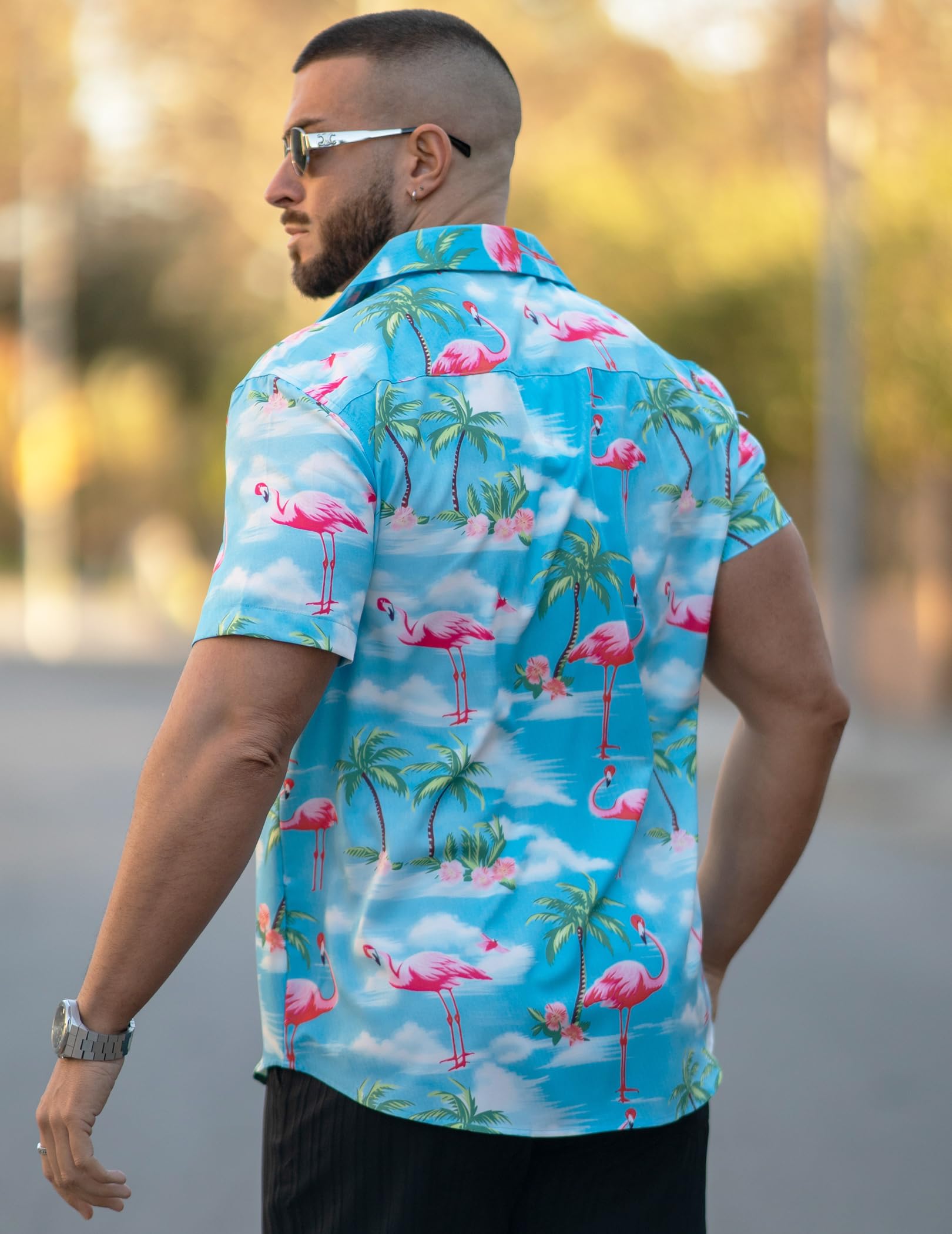 COOFANDY Camicia hawaiana da uomo, a maniche corte, con bottoni, motivo floreale tropicale, estiva, da spiaggia
