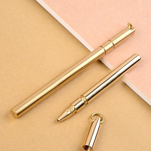 Miniatura 6 de Pluma de letrero de latón macizo, bolígrafo portátil de bolsillo EDC con anillo