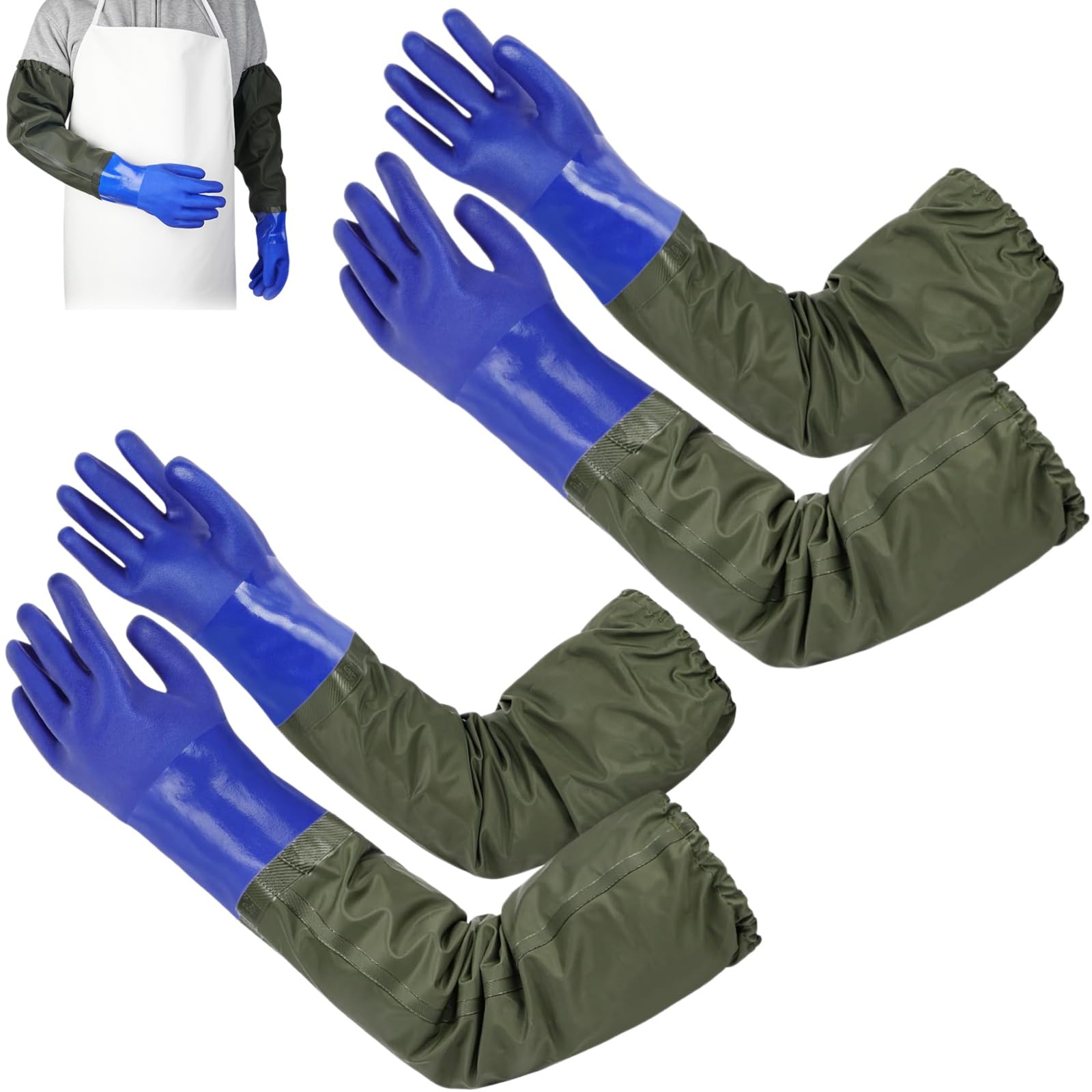 Guantes de Estanque,2pcs Guantes De Goma Impermeables,Guantess Largos de PVC de Goma Impermeables,Guantes Largos Resistentes Al Desgaste,PVC Gomas Impermeabless Resistentes Guantess,70cm