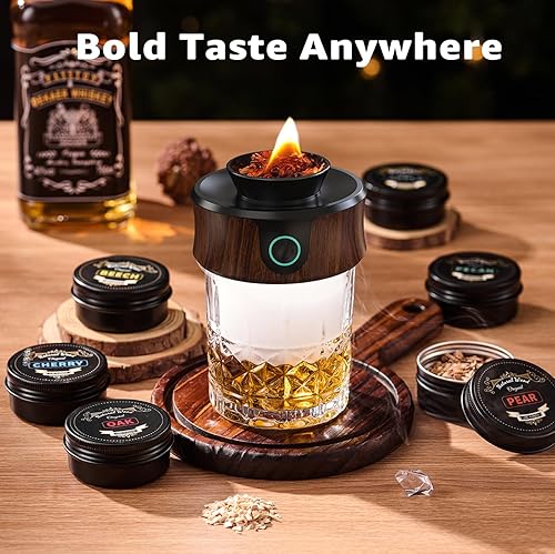 Miniatura 2 de Kit eléctrico para ahumar whisky y cóctel con antorcha  Ventilador integrado, 6 chips de madera, antiguo y ahumador de bebidas de whisky, regalo