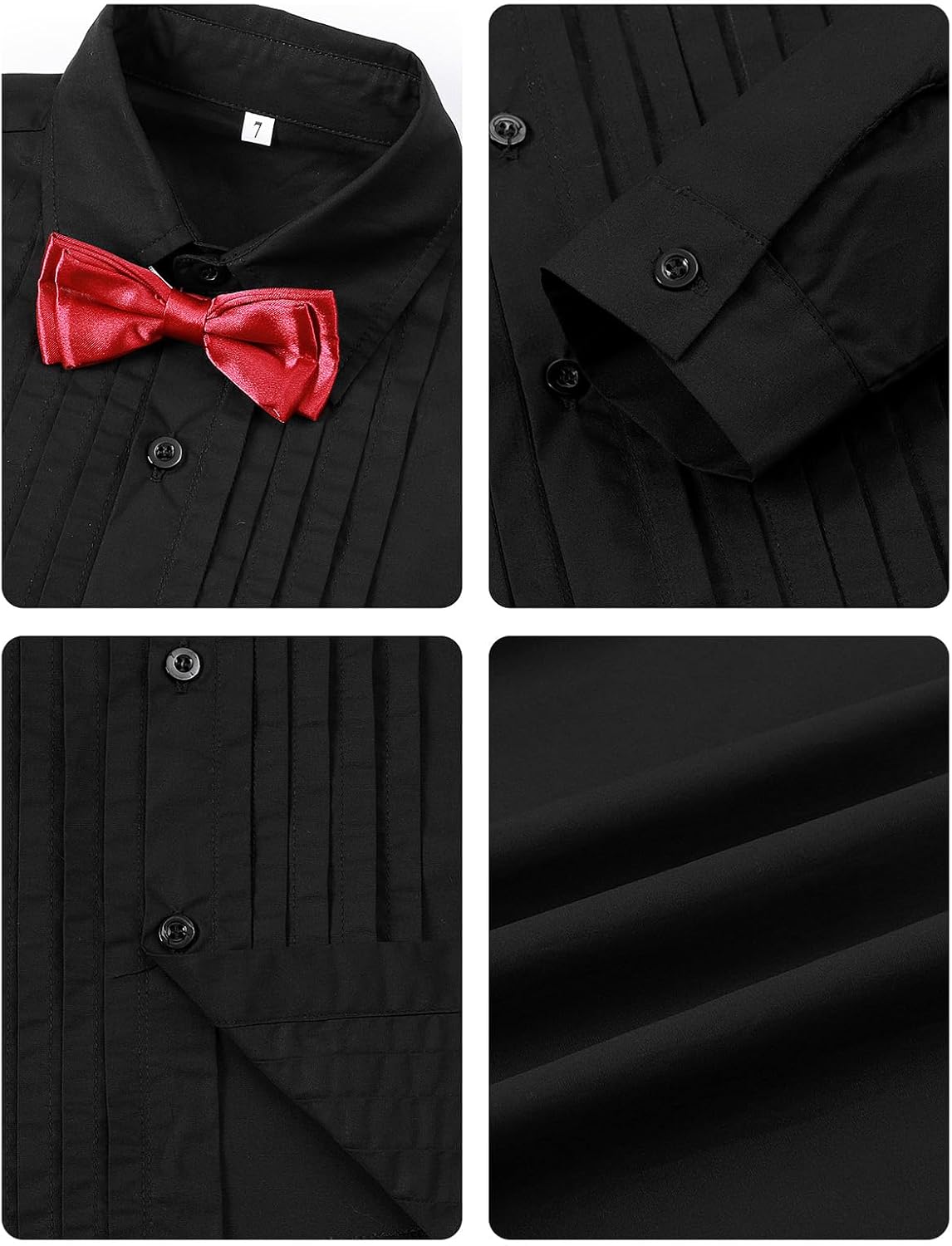 A&J DESIGN Boys Tuxedo Shirt Kids Pleated Dress Shirts with Bow Tie for 2-7 Years Old Boys Button Down Shirt - Image 6