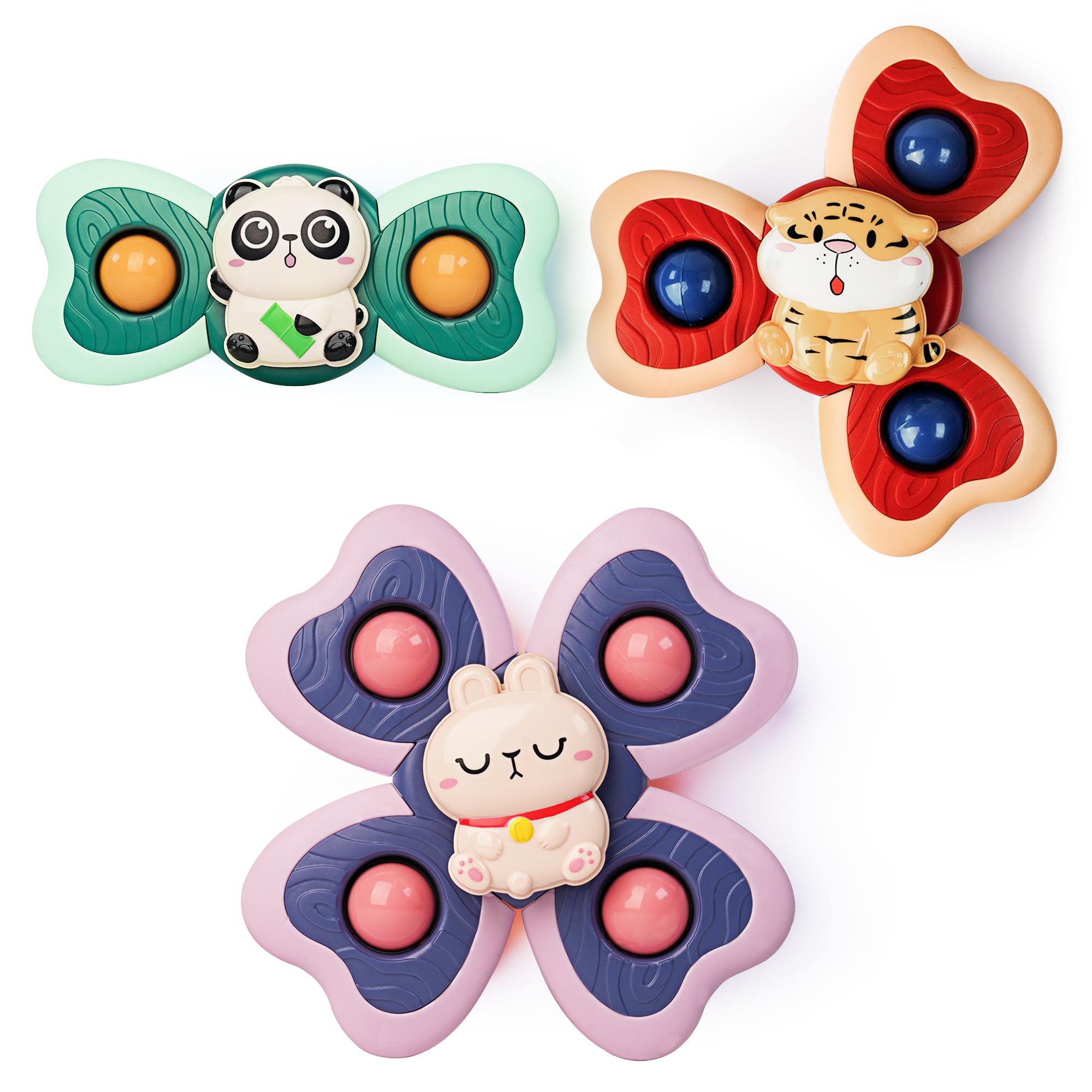 LiKee Strong Suction Cup Fidget Rotating Sensory Bath Toys for Baby Christmas Stocking Stuffers, Airplane Car Travel Table & Window Toys for Toddler