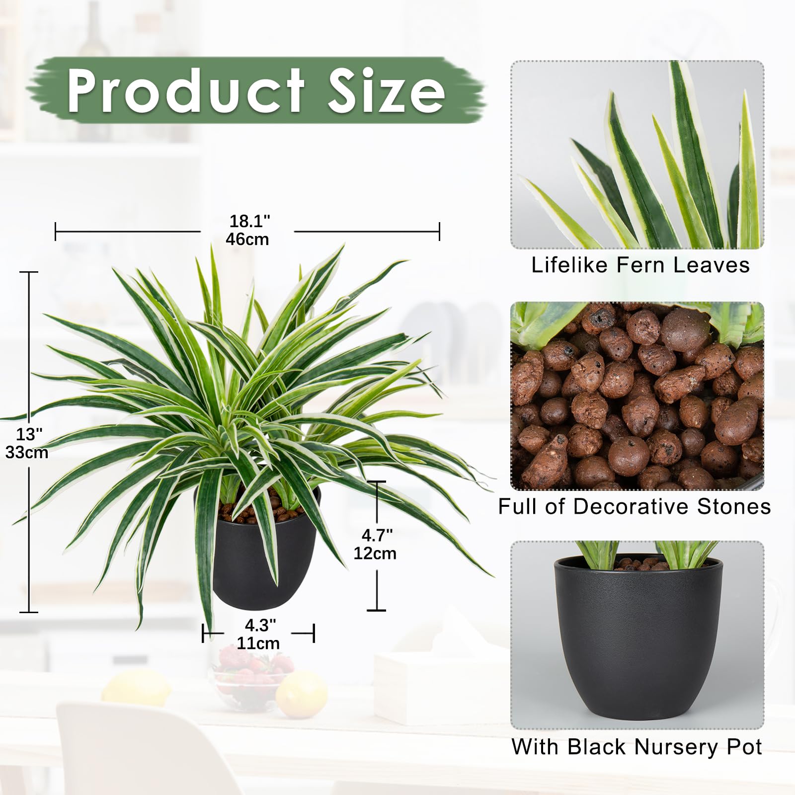 Pianta Artificiale Ragno In Vaso 33cm - Finto Chlorophytum Comosum Da Interno, Decorazione Realistica In Plastica Con Cesto Di Corda, Per Casa E Ufficio - 2