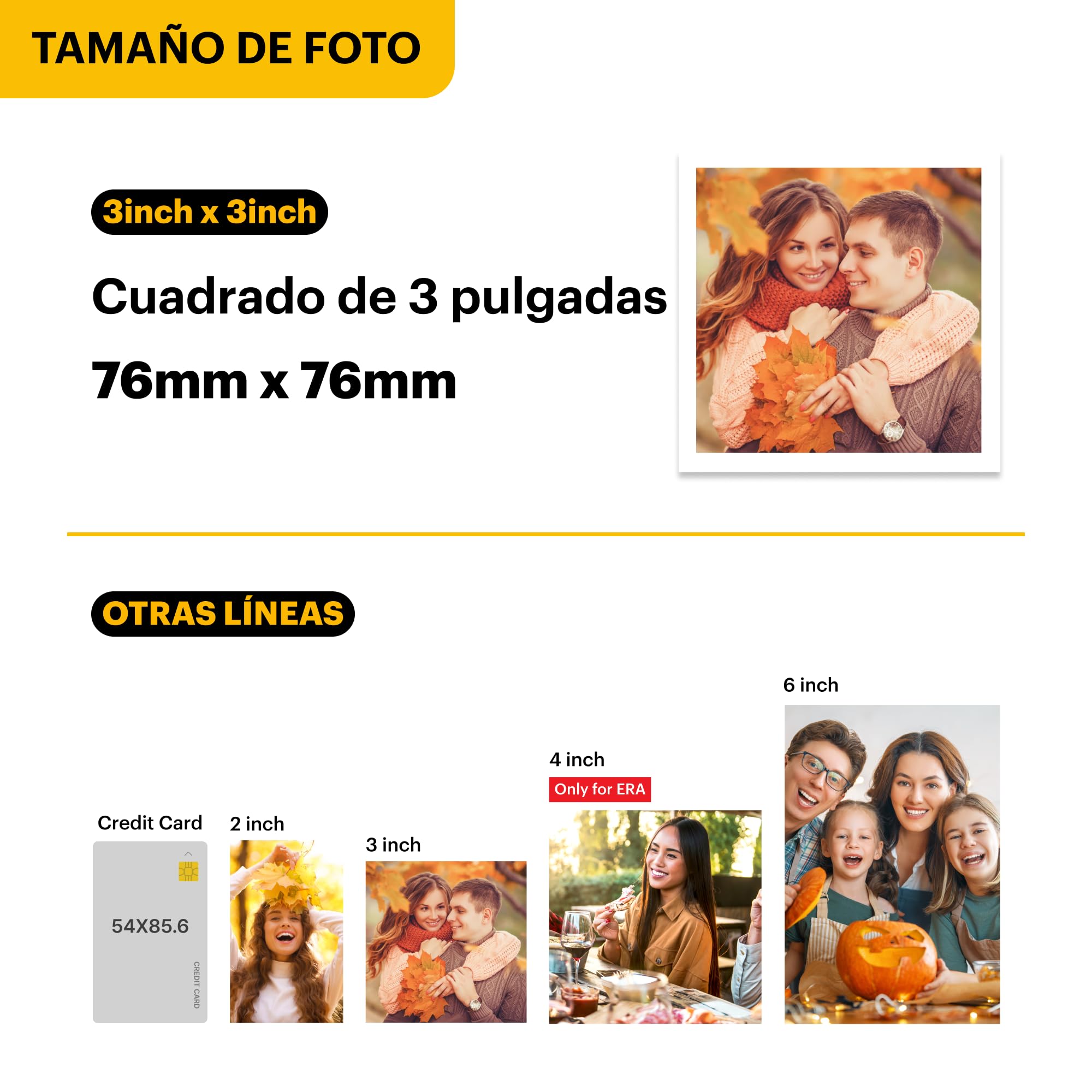 KODAK Mini 3 Retro Impresora Fotográfica Portátil 7,6 x 7,6 cm, 38 Hojas, Impresora Bluetooth para Smartphone iPhone & Android, Impresión Instantánea en Color, Sublimación 4PASS, Amarillo