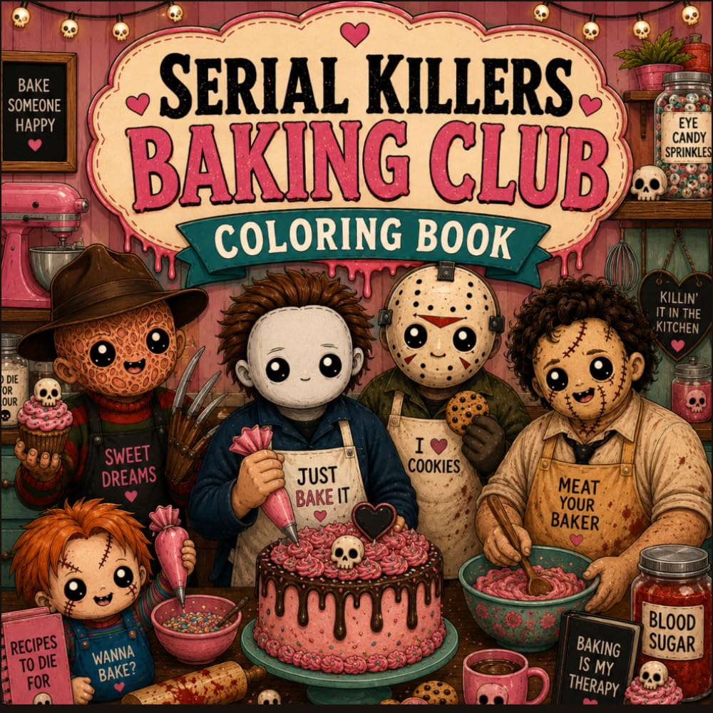Serial Killers Baking Club Coloring Book: A Creepy Cute Coloring Adventure Filled with Kawaii Slasher Bakers, Haunted Cupcakes, Monster Cookies, Spooky Desserts, and Adorably Twisted Bakery Chaos